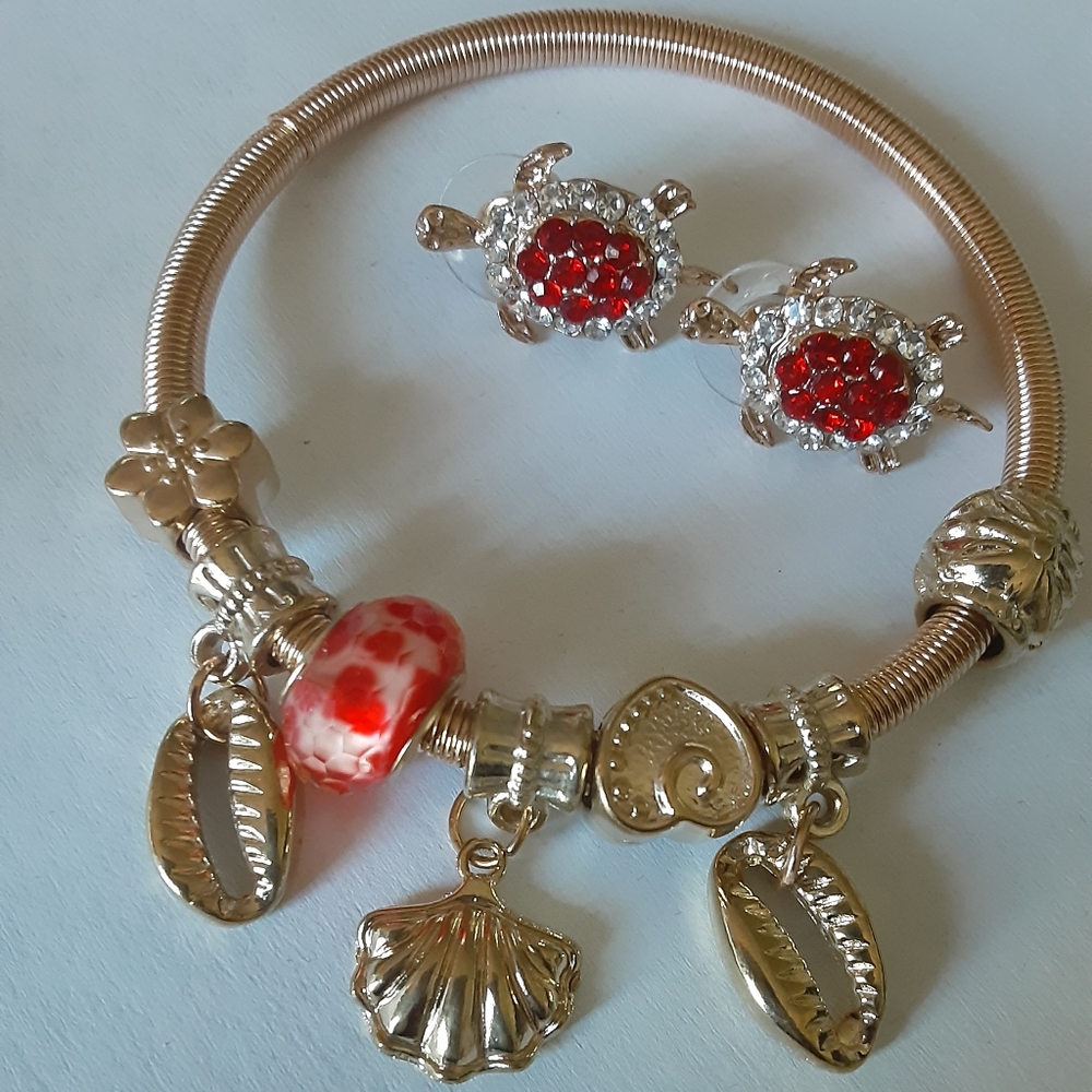 Earrings and Hand Made Bracelet